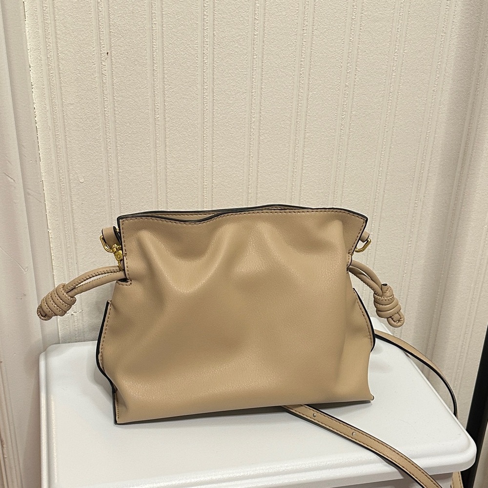 Leather Drawstring Flamenco Pouch Mini Bag